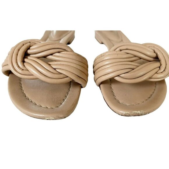 ALEXANDRE BIRMAN Women's Sz 35.5 Vicky Knotted Leather Slide Flat Sandals Sand - Picture 4 of 10